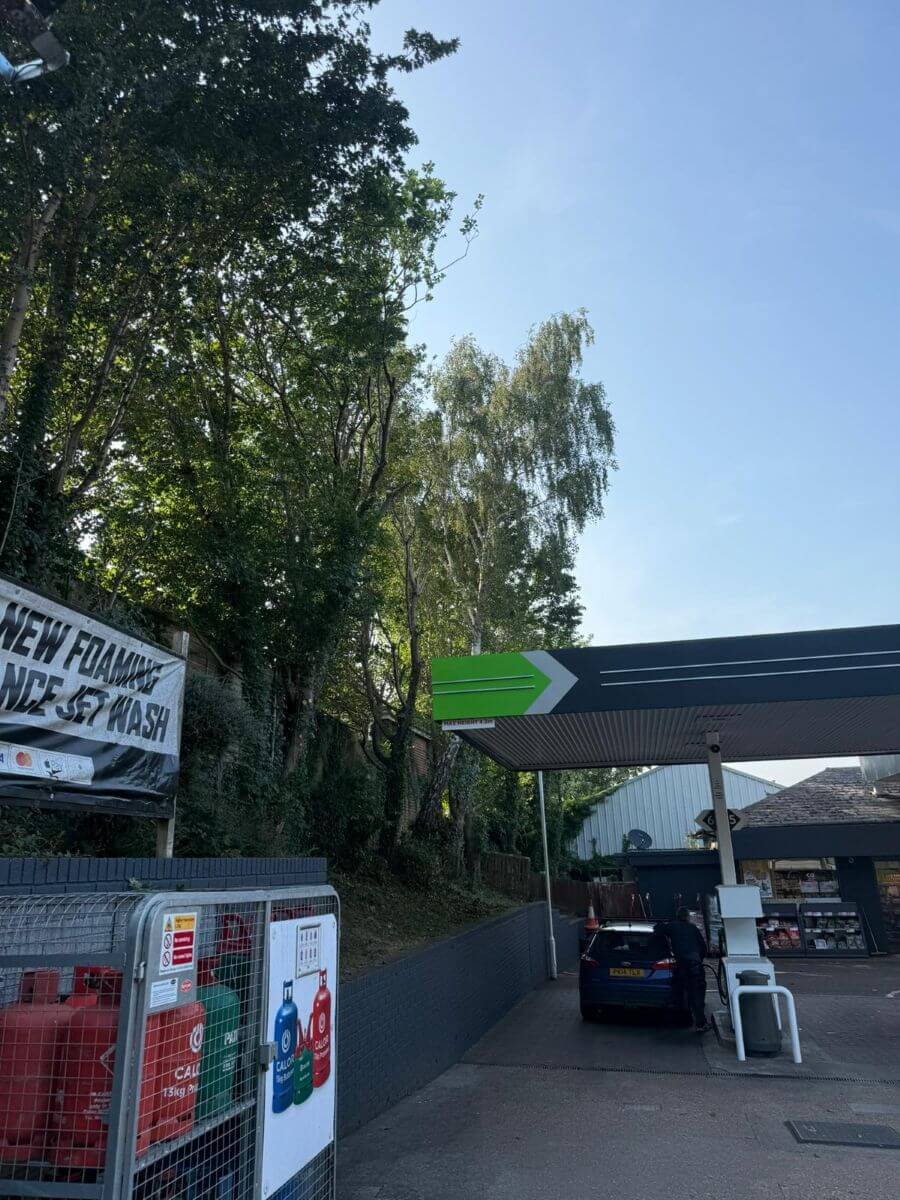 after cut-back in petrol station svg+xml;charset=utf